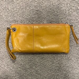 HOBO Mustard Leather Wristlet Clutch